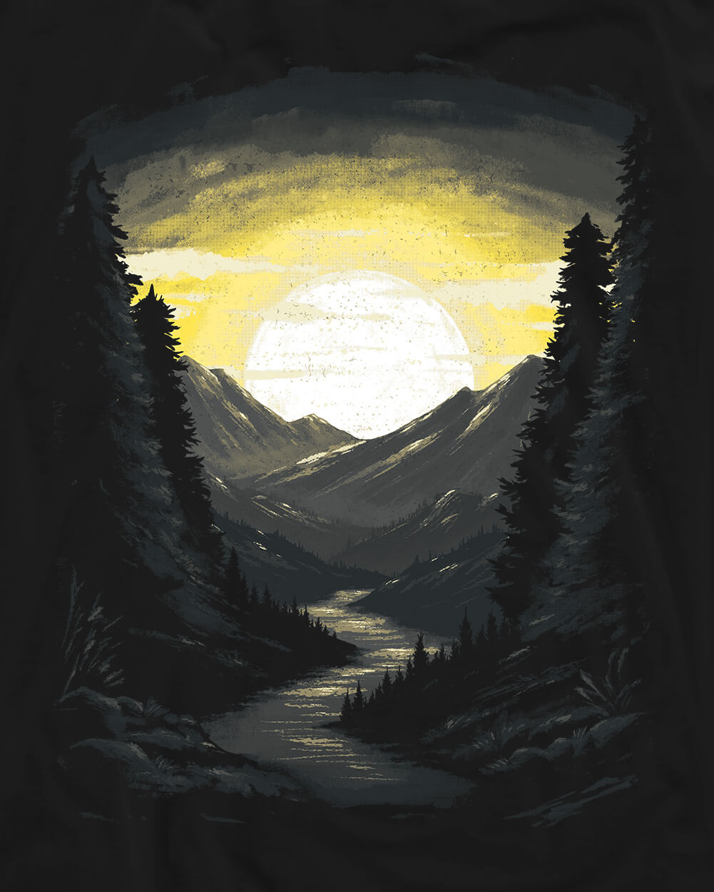 River Dawn Tee-Black-Regular-Swatch--Model---L