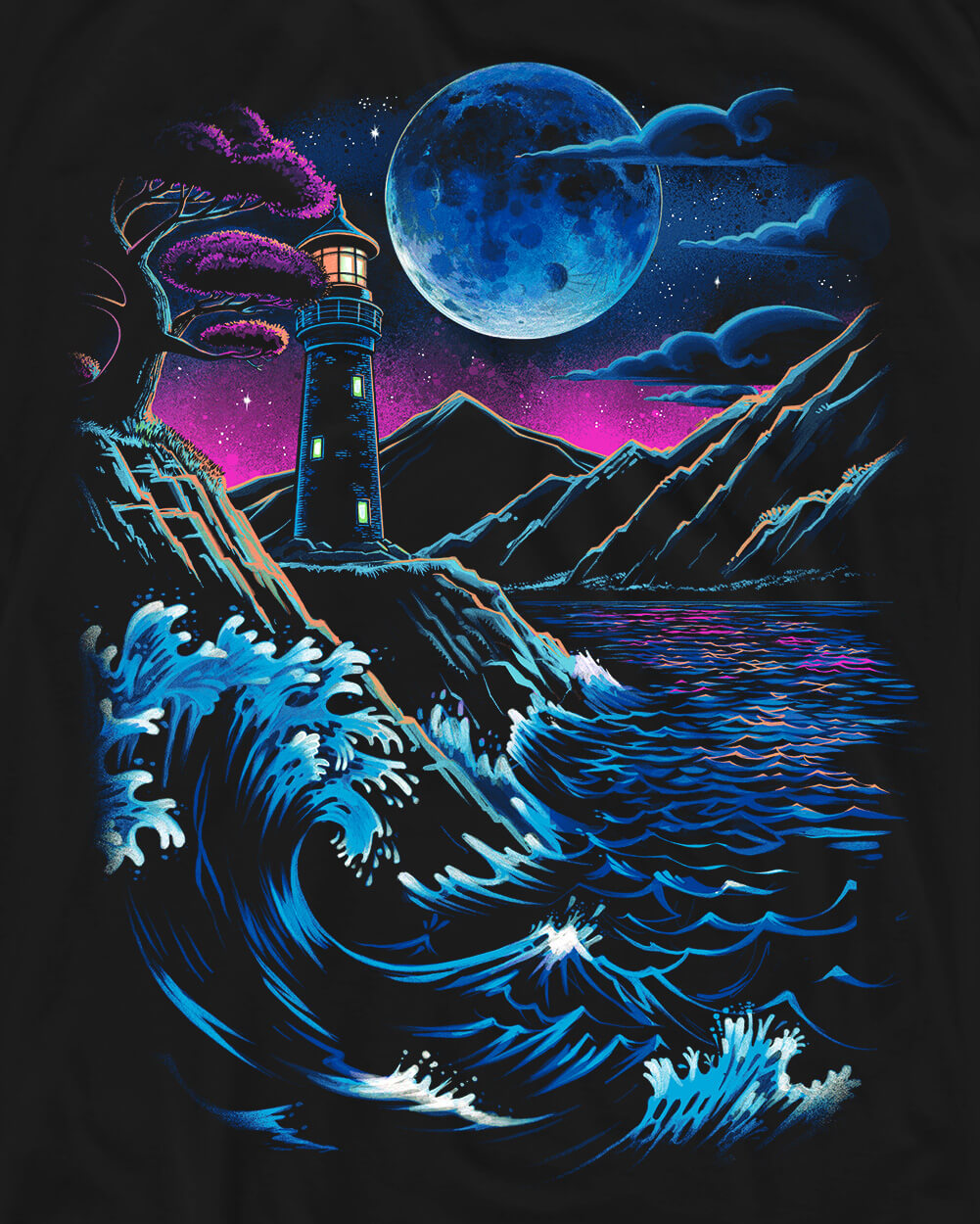 Tidal Watch Glow-in-the-Dark Tee-Black-Regular-Swatch--Model---L