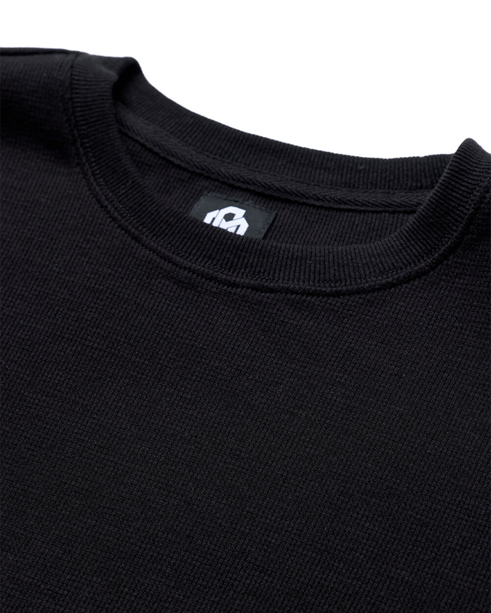Long Sleeve Waffle Knit Crew - Non-Branded-Black-Tall-Regular-Detail--Model---L