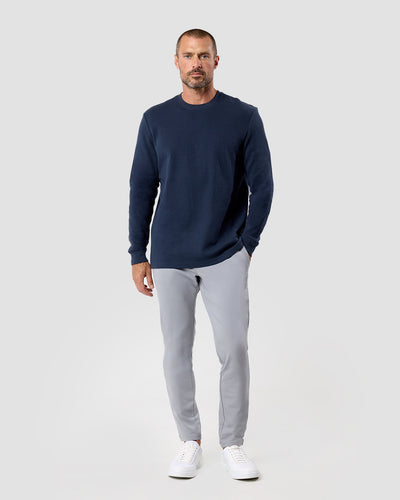 Long Sleeve Waffle Knit Crew - Non-Branded-Navy-Reg-Regular-Full--Model---L