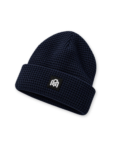 Waffle Knit Beanie-Navy-Regular-Front