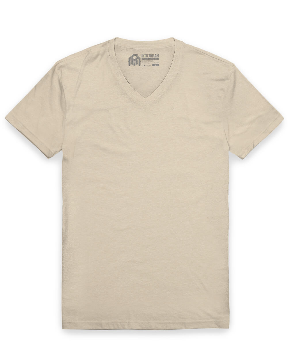 V-Neck Tee - Non-Branded-Cream-Reg-Regular-Mock--Model---L