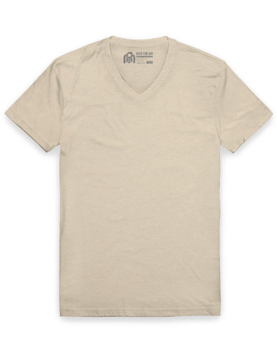 V-Neck Tee - Non-Branded-Cream-Reg-Regular-Mock--Model---L