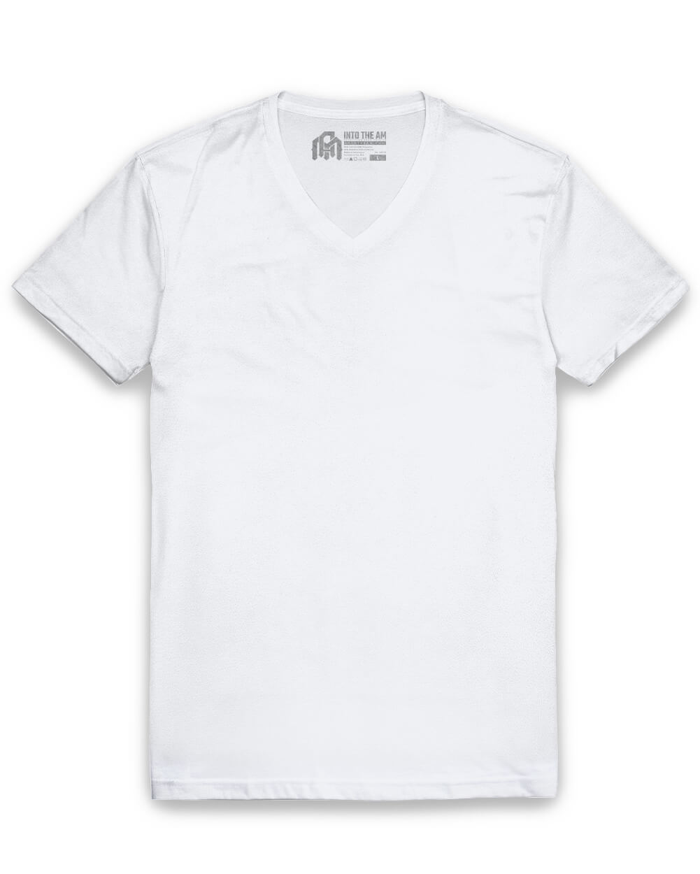 V-Neck Tee - Non-Branded-White-Reg-Regular-Mock--Model---L