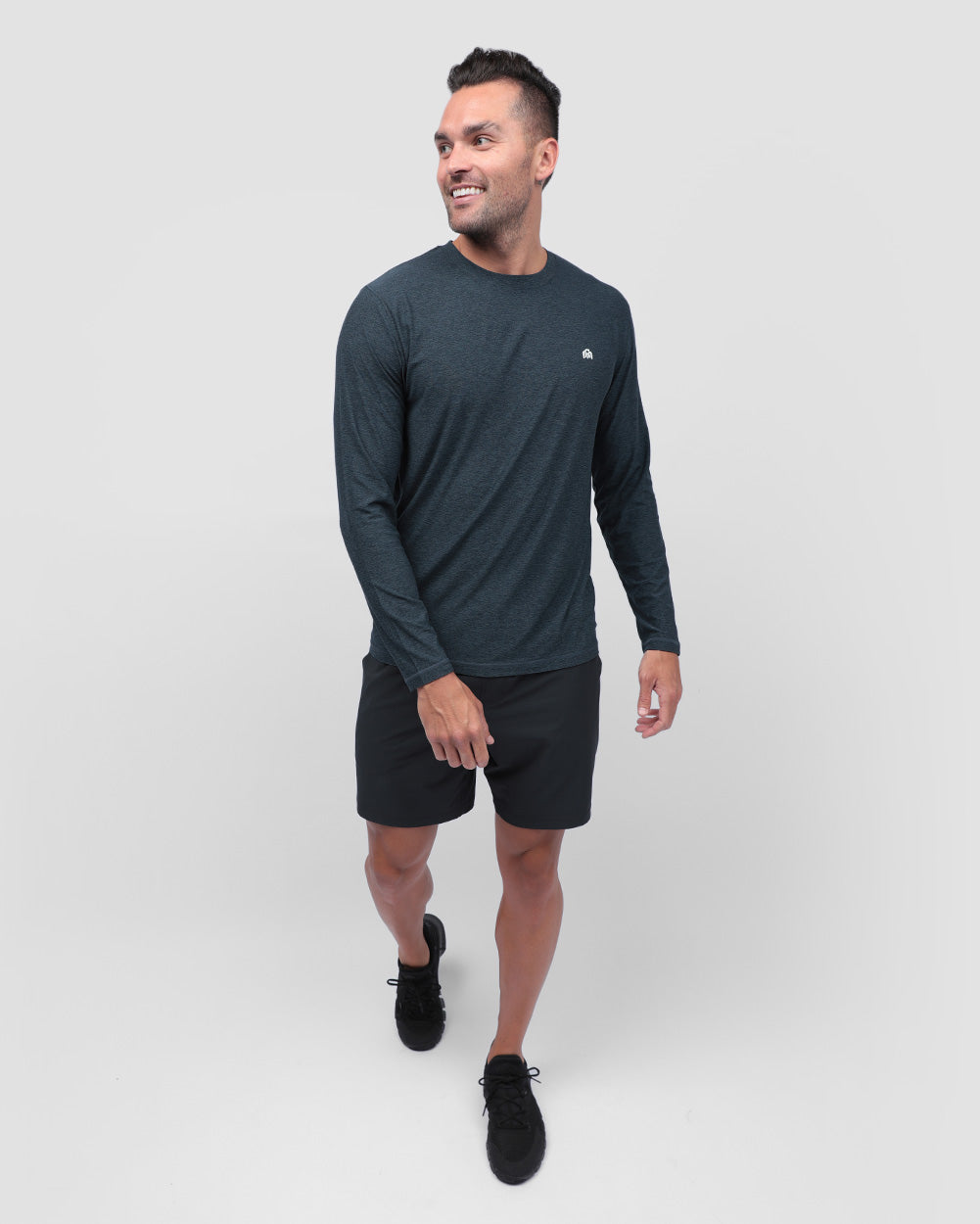 Long Sleeve Active Tee - Branded-Navy-Regular-Full--Model---L
