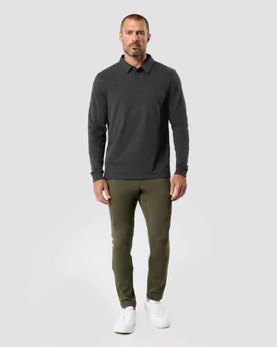 Long Sleeve Polo - Non-Branded-Charcoal-Tall-Regular-Full--Model---L