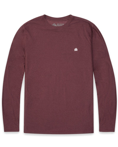Long Sleeve Active Tee-Maroon-Mock