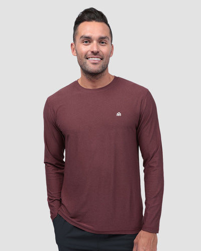 Long Sleeve Active Tee-Maroon-Front--Zach---L