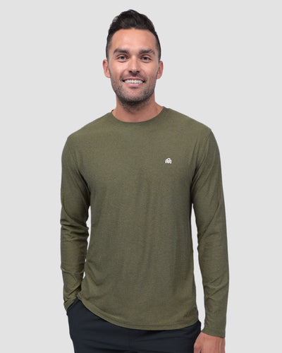 Long Sleeve Active Tee-Olive Green-Front--Zach---L