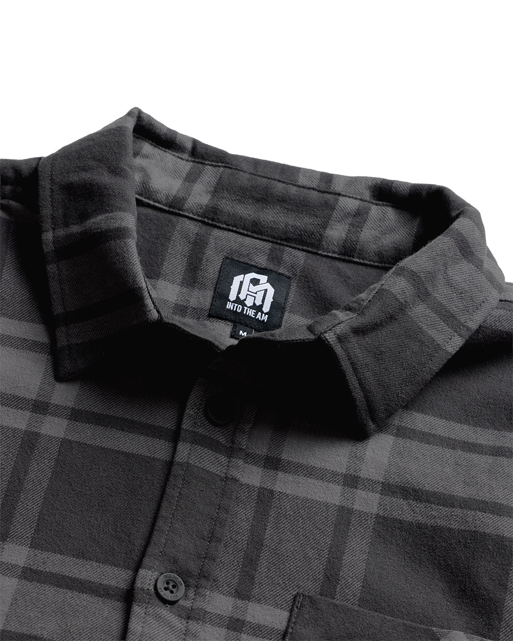 Fairbanks Flannel-Charcoal Two-Color Plaid-Regular-Detail--Model---L