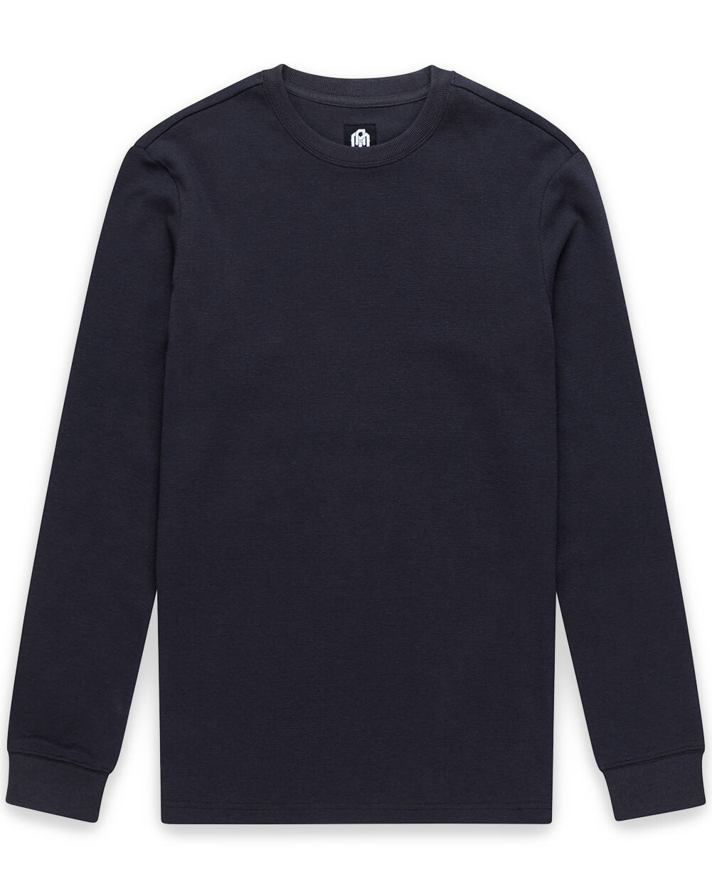 Long Sleeve Waffle Knit Crew - Non-Branded-Charcoal-Regular-Mock--Model---L