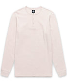 Long Sleeve Waffle Knit Henley-Beige-Mock--Model---M-Regular