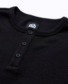 Long Sleeve Waffle Knit Henley - Non-Branded-Black-Detail--Zac---L-Regular