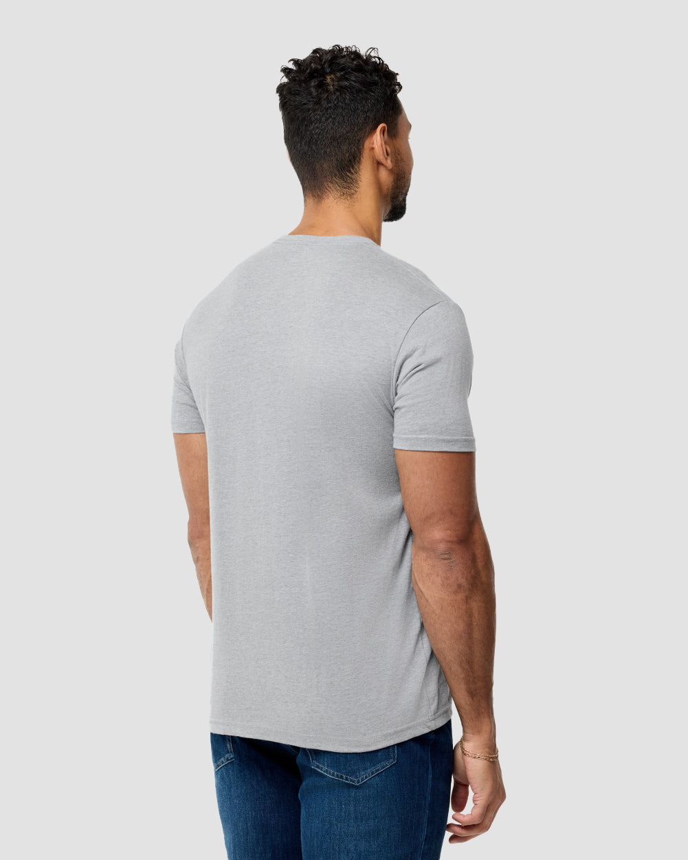 Basic Tee - No Logo-Grey-Reg-Regular-Back--Model---L