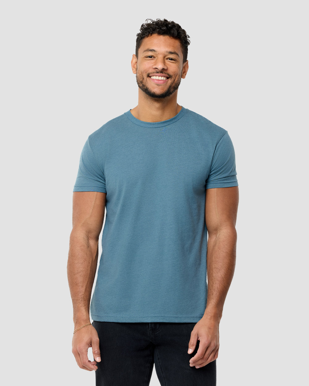Basic Tee - No Logo-Indigo-Reg-Regular-Front--Model---L