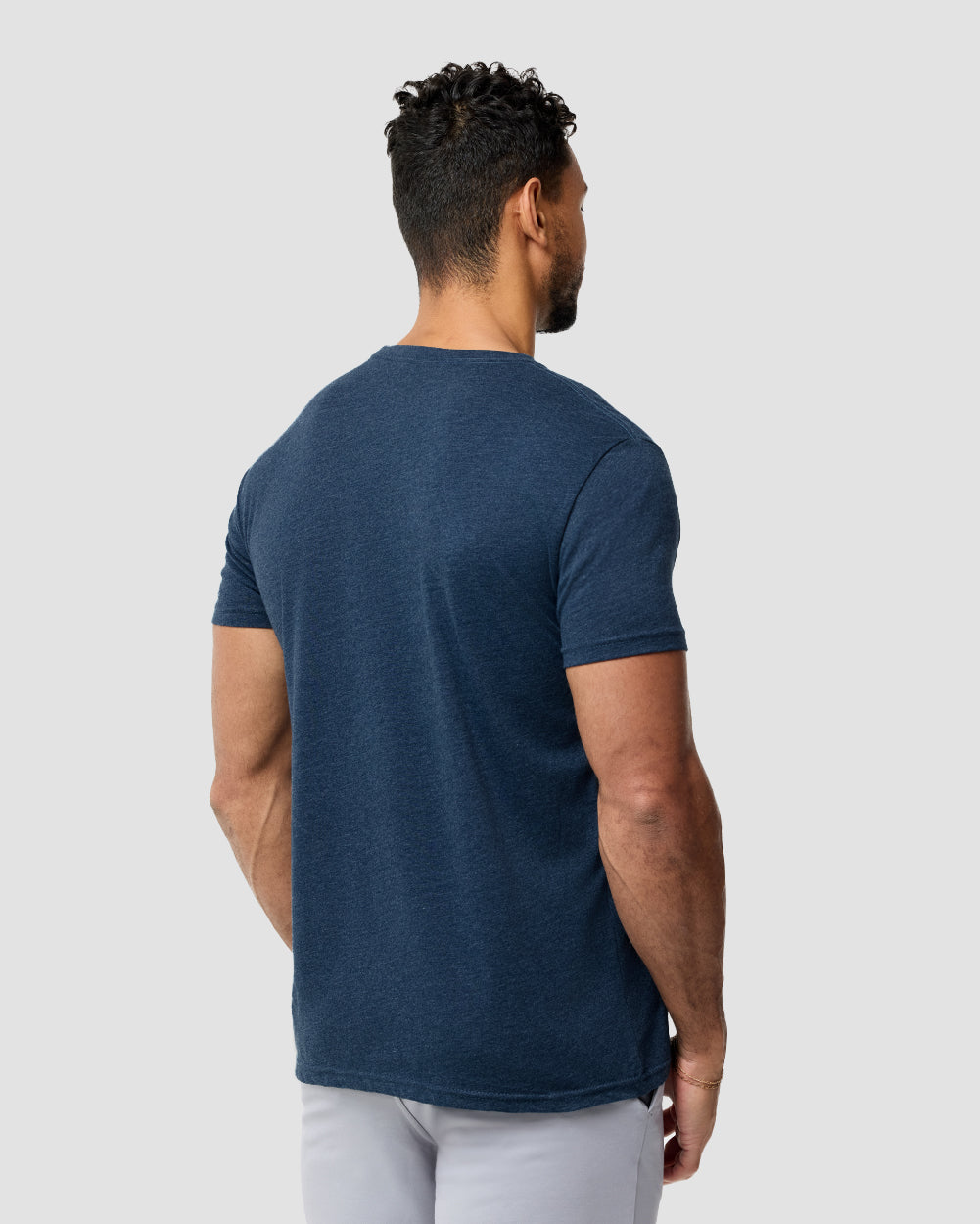 Basic Tee - No Logo-Navy-Tall-Regular-Back--Model---L