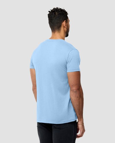Basic Tee - Logo-Heather Columbia Blue-Tall-Regular-Back--Model---L