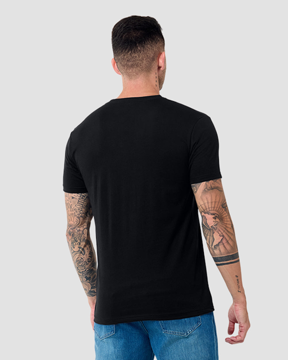 V-Neck Tee - Non-Branded-Black-Tall-Regular-Back--Model---L