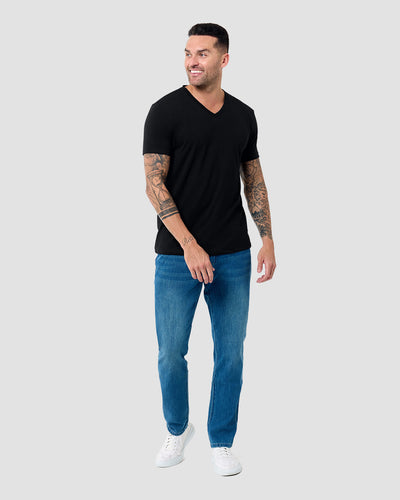 V-Neck Tee - Non-Branded-Black-Reg-Regular-Full--Model---L
