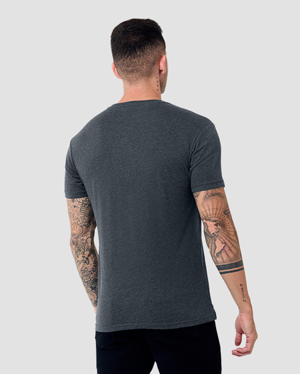 V-Neck Tee - Non-Branded-Charcoal-Tall-Regular-Back--Model---L
