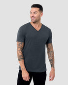 V-Neck Tee - Non-Branded-Charcoal-Reg-Regular-Front--Model---L