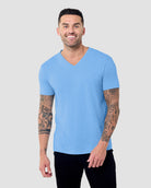 V-Neck Tee - Non-Branded-Heather Columbia Blue-Reg-Regular-Front--Model---L