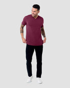 V-Neck Tee - Non-Branded-Maroon-Reg-Regular-Full--Model---L