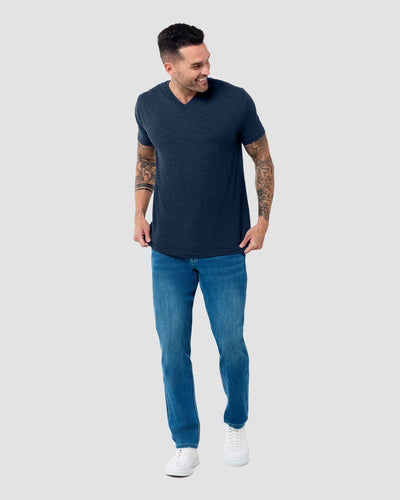 V-Neck Tee - Non-Branded-Navy-Reg-Regular-Full--Model---L