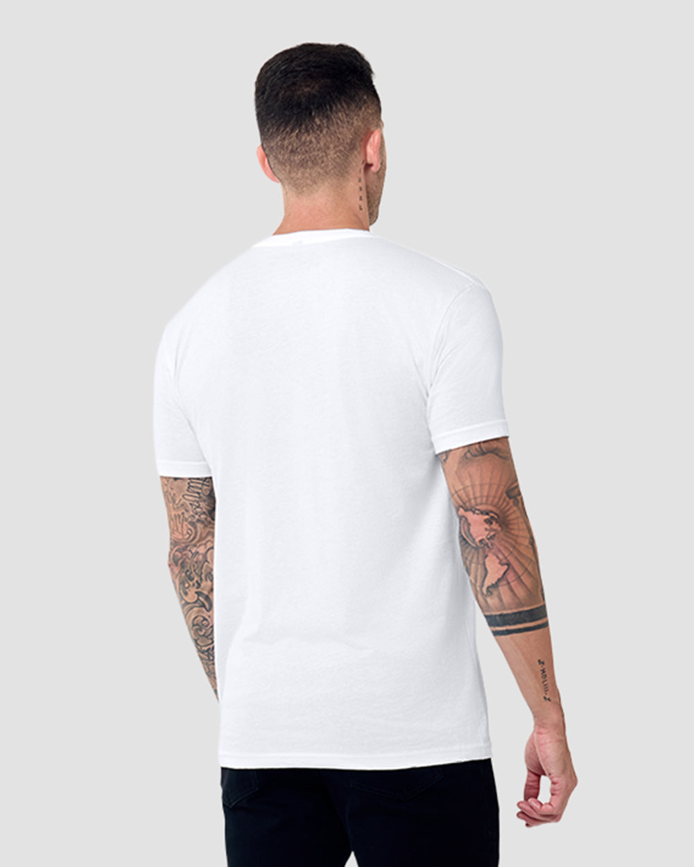 V-Neck Tee - Non-Branded-White-Tall-Regular-Back--Model---L