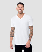 V-Neck Tee - Non-Branded-White-Tall-Regular-Front--Model---L