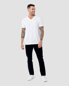 V-Neck Tee - Non-Branded-White-Tall-Regular-Full--Model---L