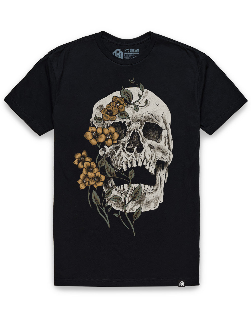 Bone Blossom Tee-Black-Regular-Mock--Model---L