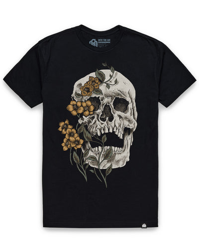 Bone Blossom Tee-Black-Regular-Mock--Model---L