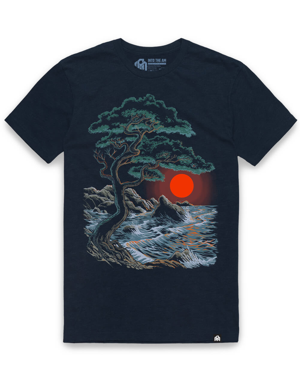 Crimson Coast Tee-Sueded Navy-Regular-Mock--Model---L