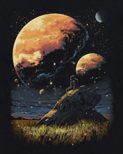 Distant Wanderer Tee-Black-Regular-Swatch--Model---L