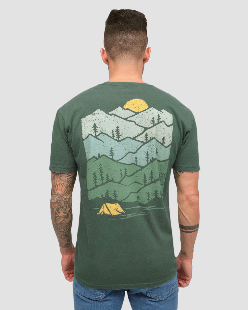 Evergreen Vintage Tee-Vintage Royal Pine-Regular-Back--Model---L