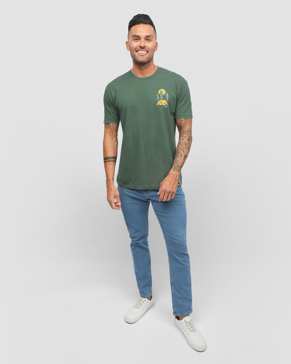 Evergreen Vintage Tee-Vintage Royal Pine-Regular-Full--Model---L