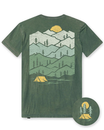 Evergreen Vintage Tee-Vintage Royal Pine-Regular-Mock--Model---L