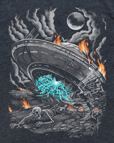 Fallen Vessel Tee-Charcoal-Regular-Swatch--Model---L