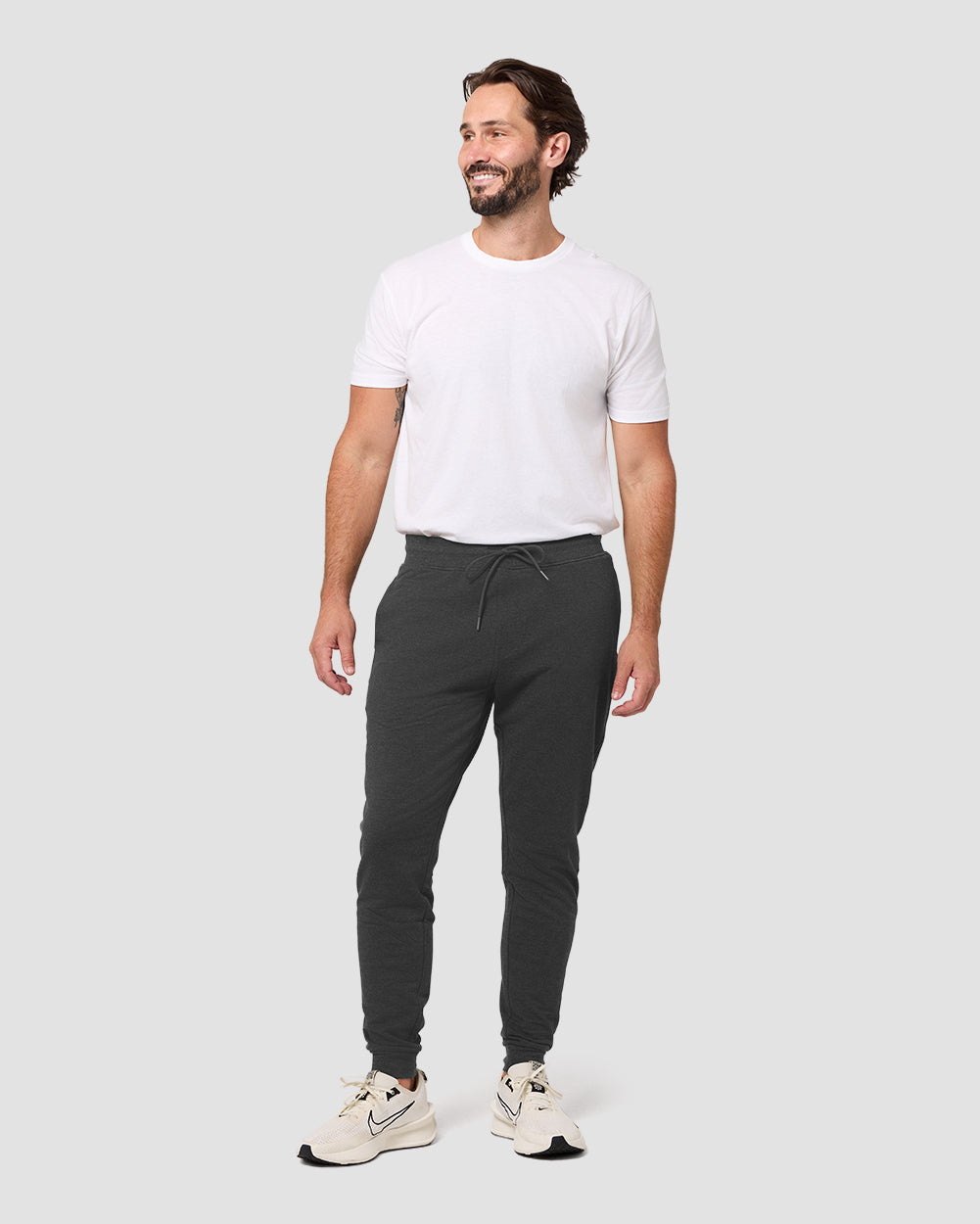 Fleece Joggers - Non-Branded-Charcoal-Regular-Full--Model---L