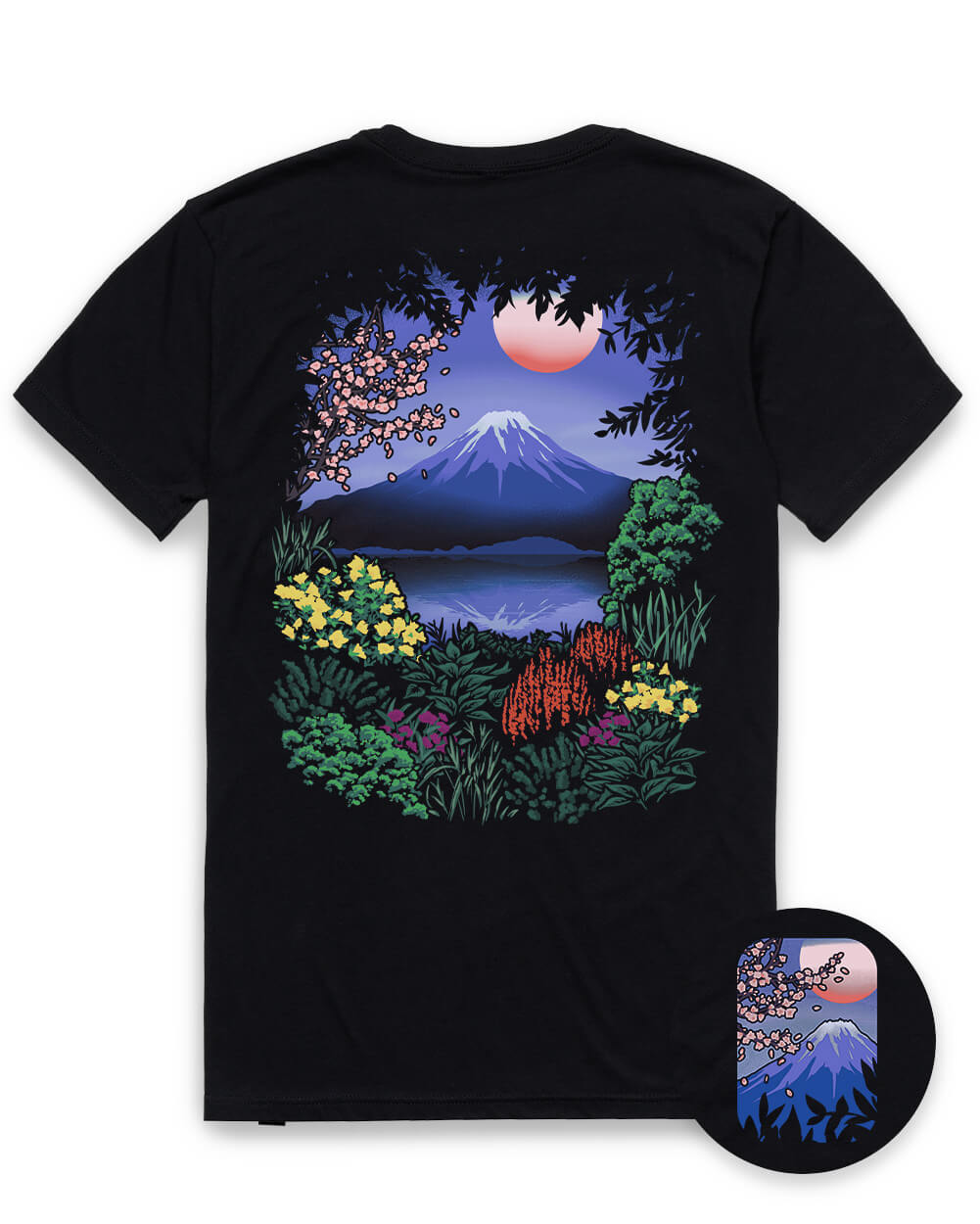 Fuji Bloom Tee-Black-Regular-Mock--Model---L