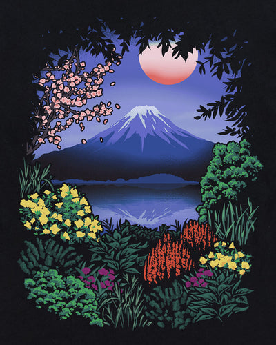 Fuji Bloom Tee-Black-Regular-Swatch--Model---L