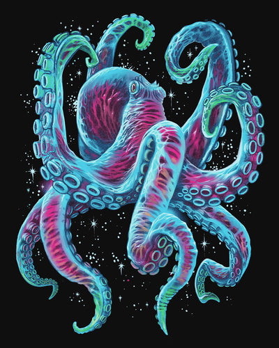 Gleaming Octo Glow-in-the-Dark Tee-Black-Regular-Swatch--Model---L