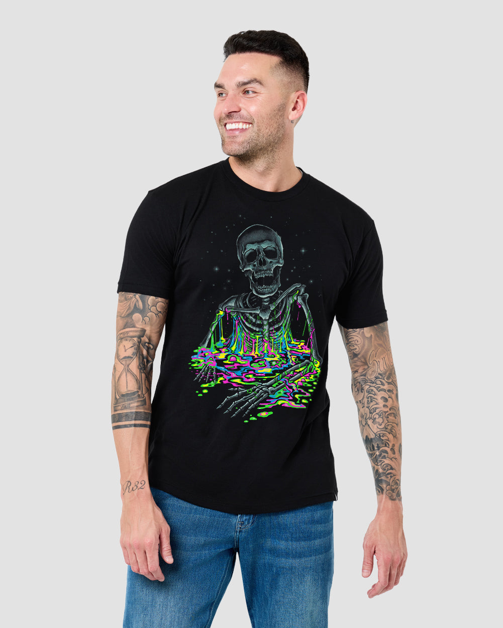 Acid Bones Glow-in-the-Dark Tee-Black-Regular-Front--Model---L