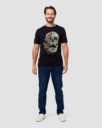 Bone Blossom Tee-Black-Regular-Full--Model---L