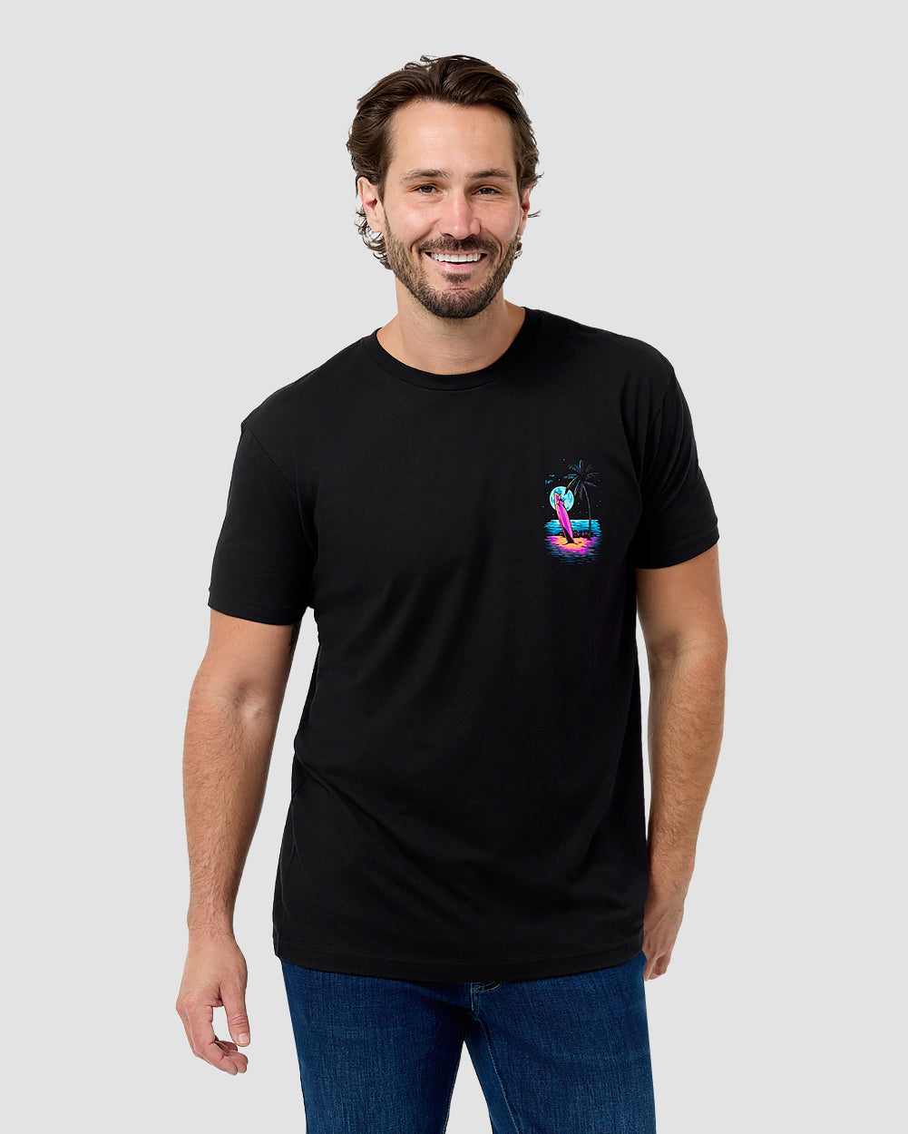 Moonlit Bungalow Tee-Black-Regular-Front--Model---L