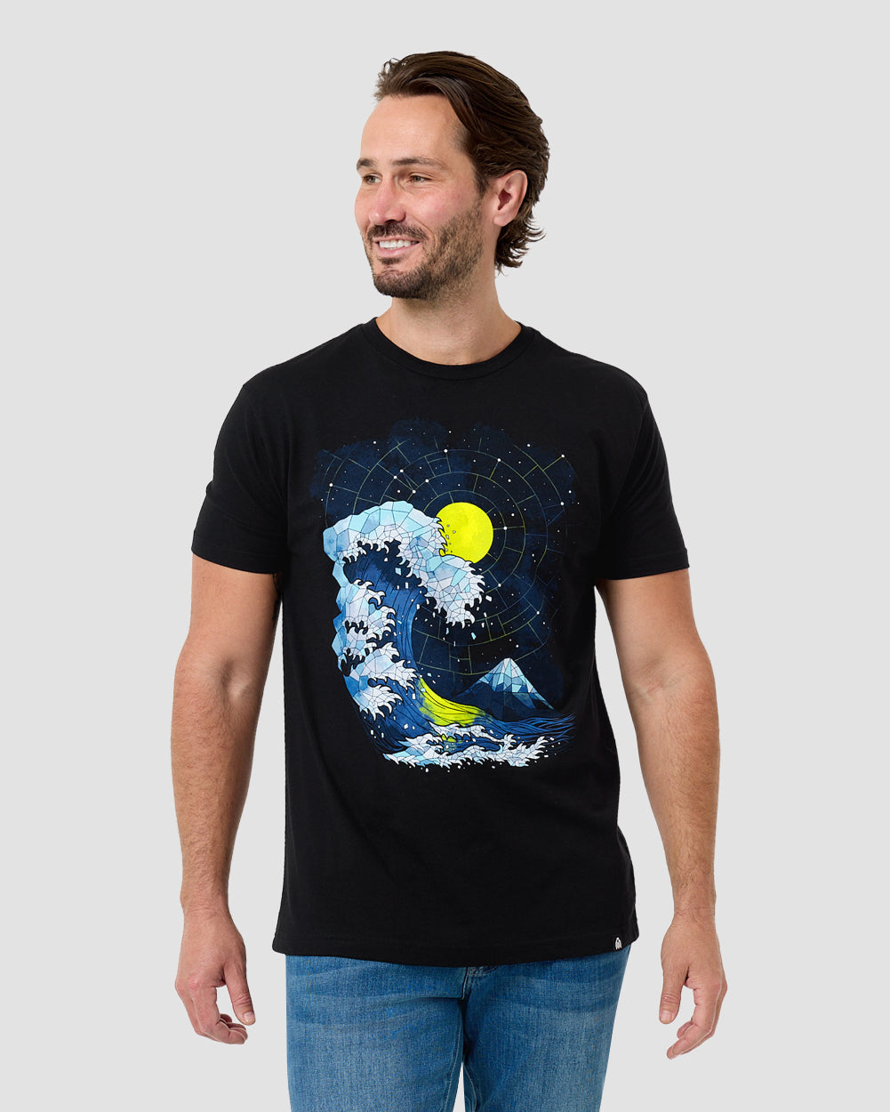 Mosaic Tide Tee-Black-Regular-Front--Model---L
