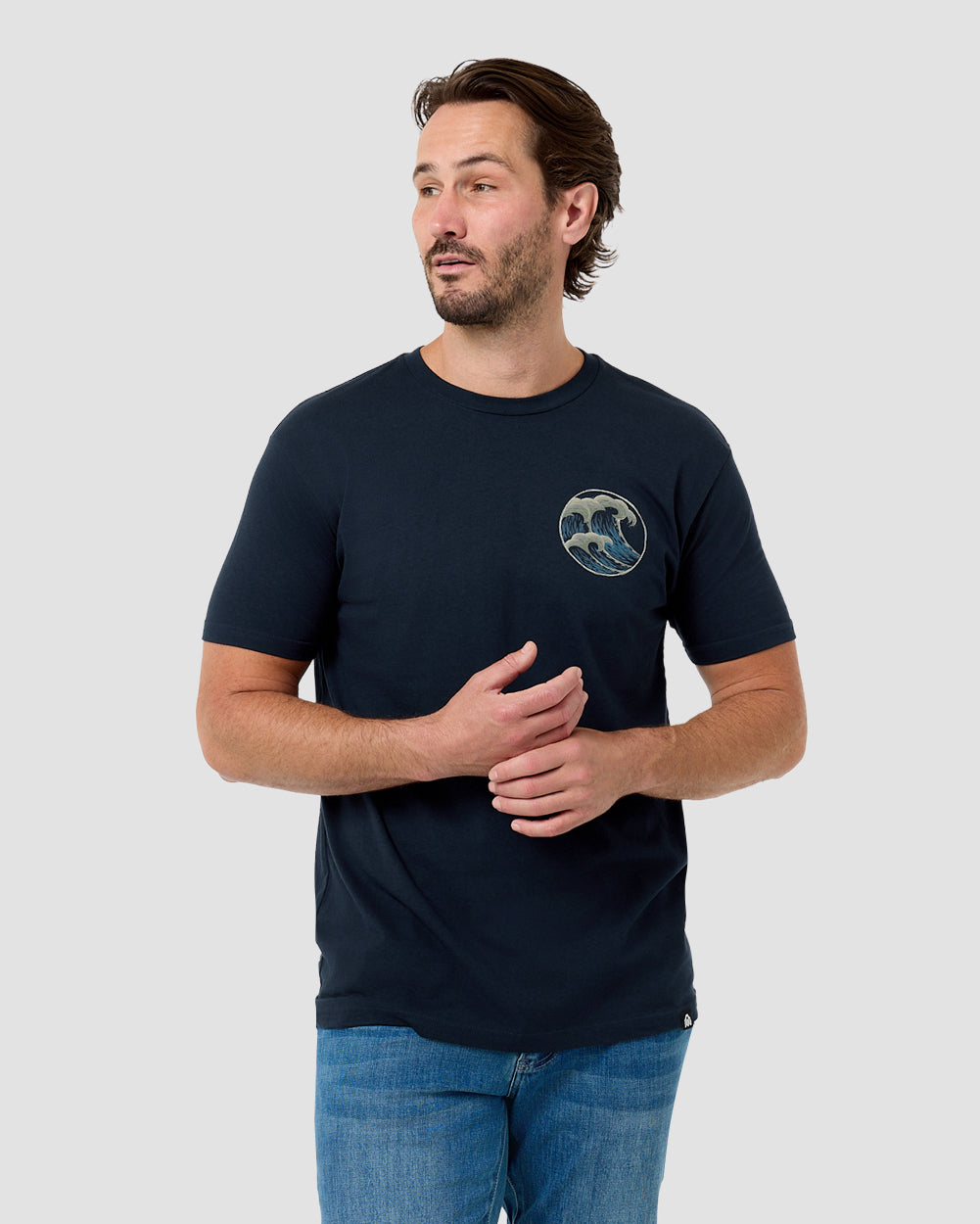 Saltwater Surge Tee-Midnight Navy-Regular-Front--Model---L