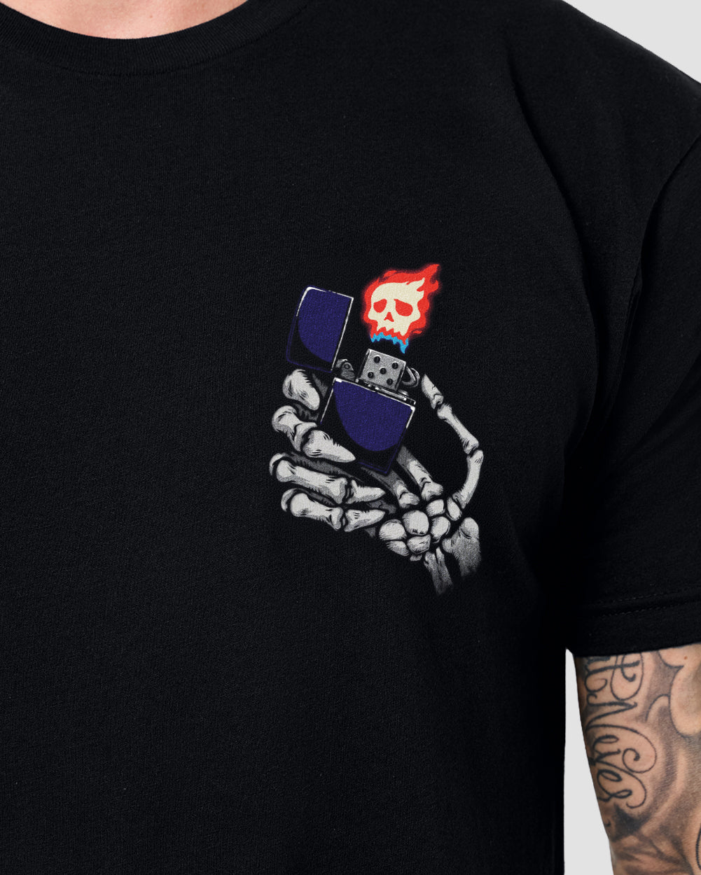 Hell Spark Tee-Black-Regular-Detail--Model---L
