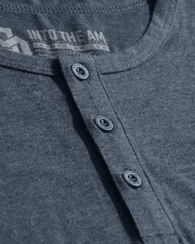 Long Sleeve Henley Tee - Non-Branded-Navy-Regular-Detail--Model---L